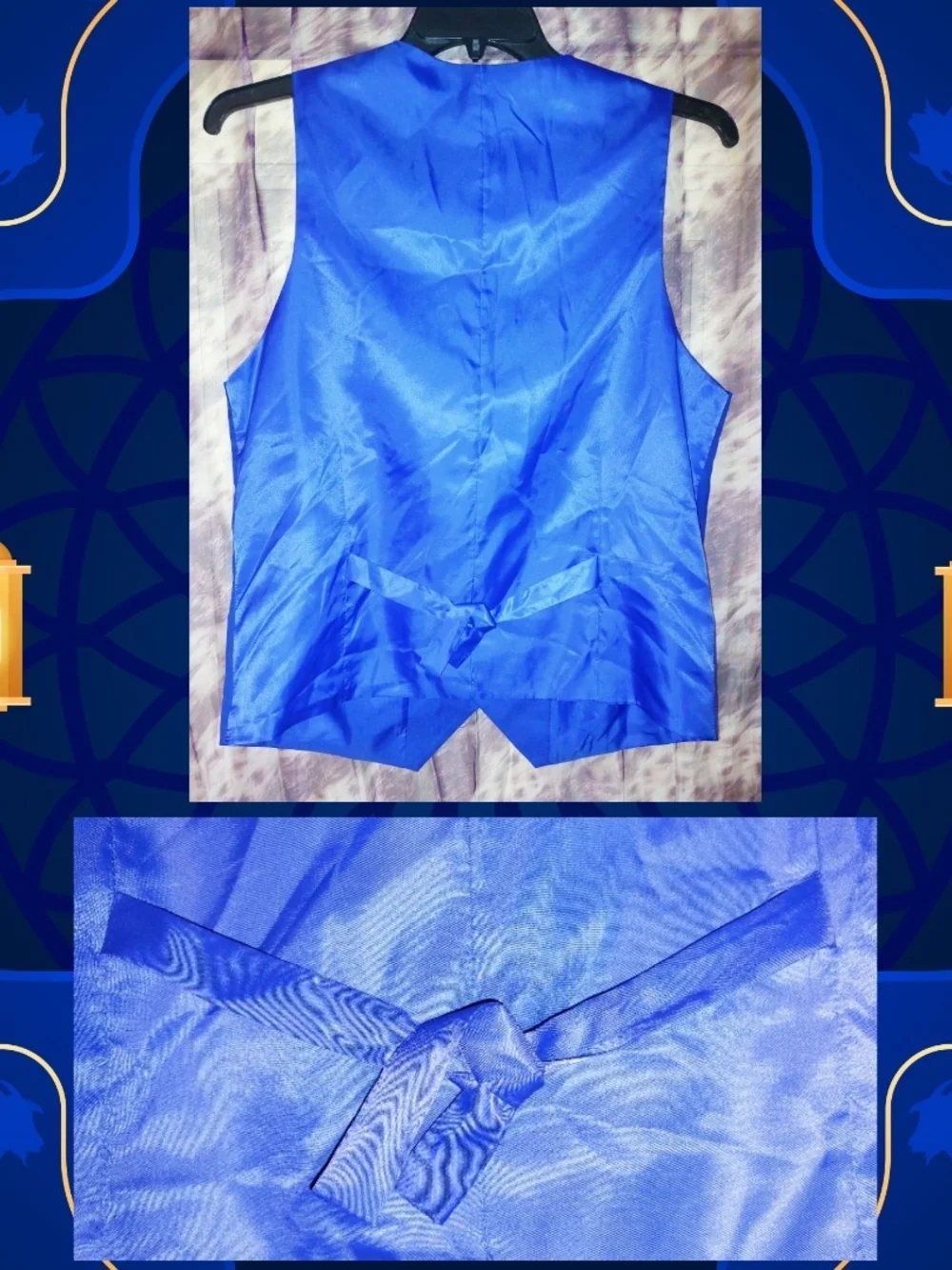 Unbranded 2Pc Set Royal Blue Classic Tailored Fit Soft Woven Blazer & Vest Sz S